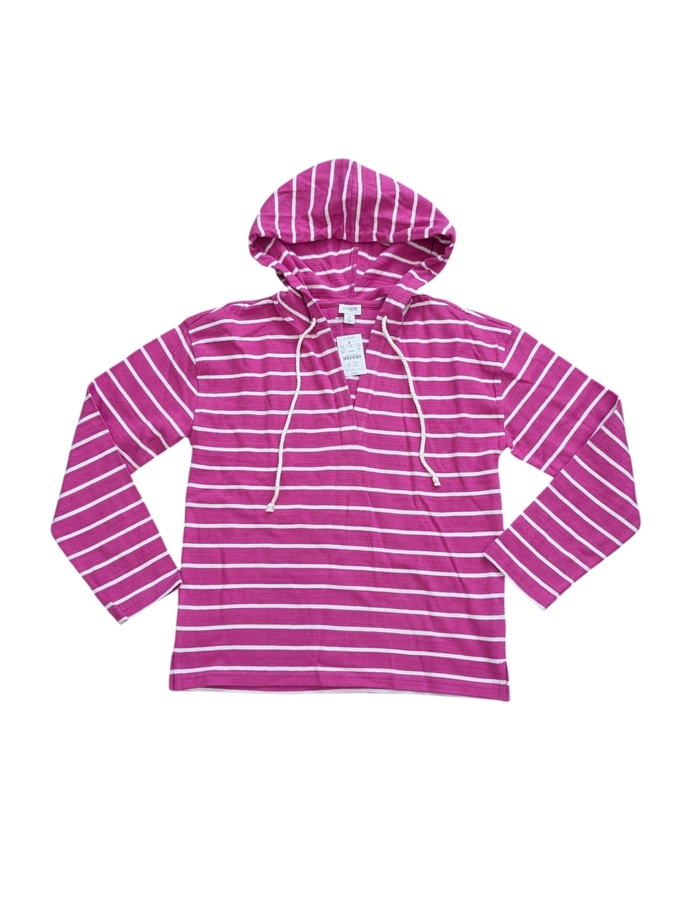 J. Crew Factory Striped Pink Hooded Pullover Size S